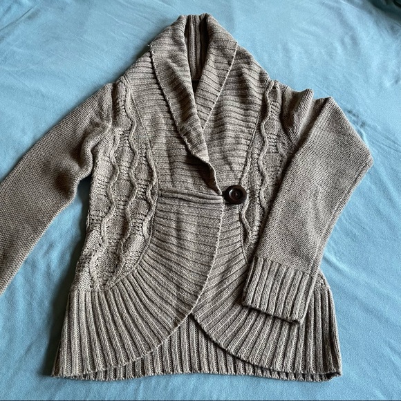 Mossimo Cabled Cardigan - Tan, Size Small - Picture 1 of 5